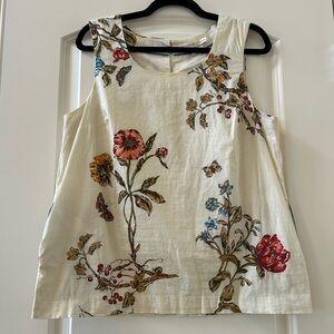 Meadow Rue Cream and Green Boxy Tank Top